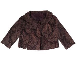 paisley Crop Jacket 3/4 Sleeve Snap Button Pockets Size Small?